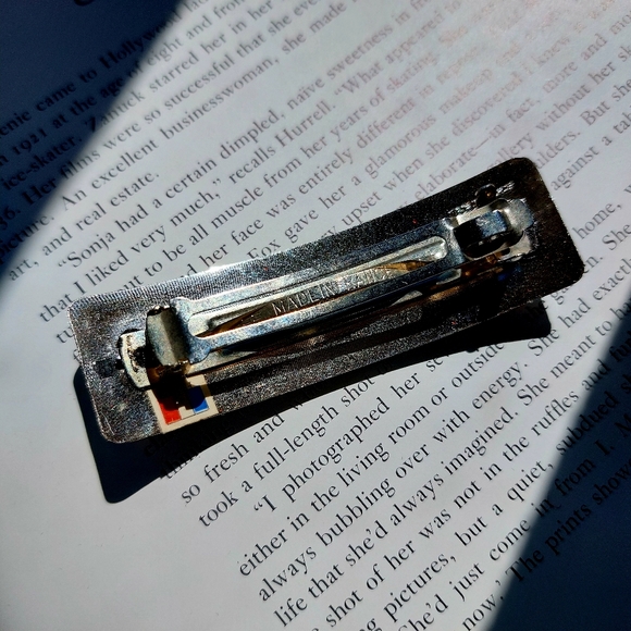 Vintage Barrette Bobby Pin  Clip Paris Black Silver Lucite  1990s 🖤🖤🖤 - Picture 4 of 5